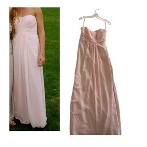 Light Pink Long Strapless Dress - David's Bridal - Size 8